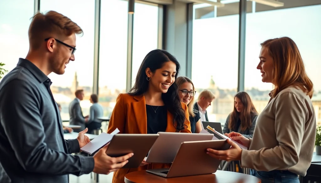 Fostering collaboration through an inspiring Europe connection in a modern coworking space.