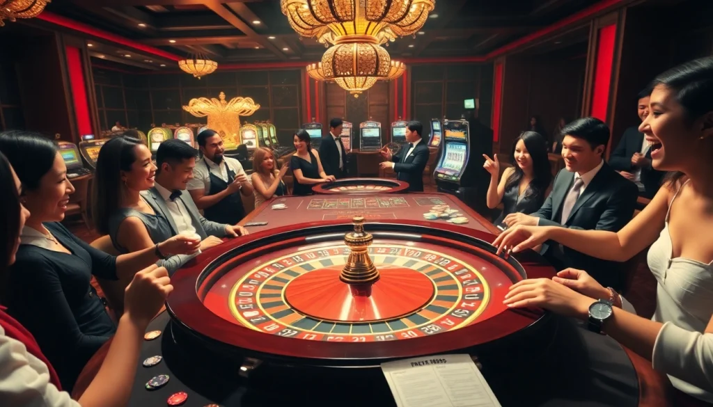 Players engaging in the thrilling action of gambling at a luxurious casino table featuring the rr888 betting strategy slip.